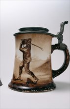 O'Hara Dale stein mug with golfing theme, American, c1900. Artist: Unknown