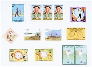 Stamps from various countries, with golfing theme, 20th century. Artist: Unknown