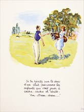 Greetings card with golfing theme, France, c1930s. Artist: Unknown