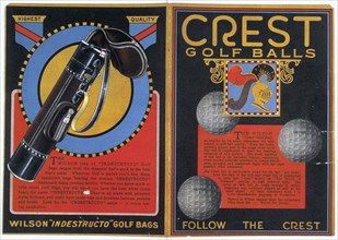 Advertisement for Wilson 'Crest' golf balls, and golf bags, c1930s. Artist: Unknown