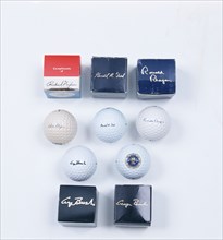Presidential golf balls and boxes, 1970-92. Artist: Unknown