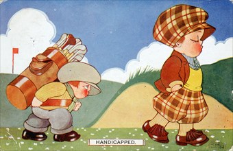 Golfing postcard, c1920s. Artist: Unknown