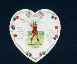 American Valentine card with a golfing theme, 1910. Artist: Unknown