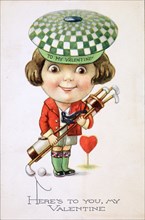 Valentine card with golfing theme, c1910. Artist: Unknown
