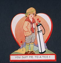 Valentine Card with golfing theme, c1910s. Artist: Unknown
