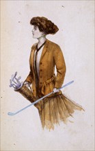 Woman with golf clubs, illustration, c1900. Artist: Unknown