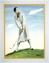 Woman posing for golf shot, c1920s. Artist: Unknown