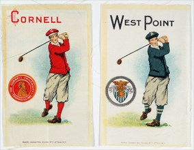 Cigarette cards for Cornell and West Point universities, American, c1900. Artist: Unknown
