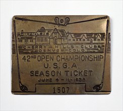 Metal season ticket to the US Open Golf Championship, 1938. Artist: Unknown