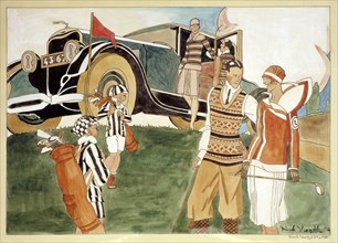 Fashion and Motoring, 1920. Artist: Noel Vargetta