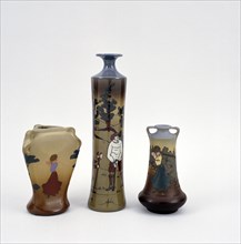 Items of Weller Dickens Ware with a golfing theme, American, late 1900s. Artist: Weller Pottery Company