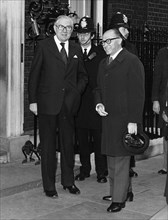 Menachem Begin and James Callaghan at Downing Street, . Artist: Sidney Harris