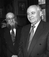 Mikhail Gorbachev (1931- ), President of the Soviet Union (1985-1991), 1993. Artist: Sidney Harris