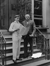 Sir Edward Elgar (1857-1934) with Yehudi Menuhin (1916-1999). Artist: Unknown