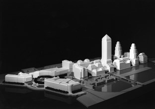 Model of Canary Wharf as at November 1987. Artist: Unknown