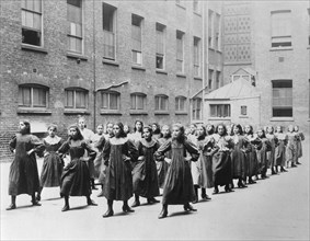 Girls exercising at the Jewish Free School, 1900-1910. Artist: Unknown