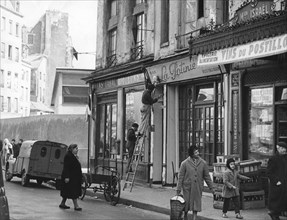 Algerian Jews' shop attacked in Paris, 11 April 1958. Artist: Unknown