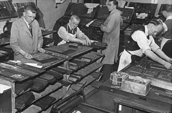 Printing room at the Jewish Chronicle, London, c1951. Artist: EH Emanuel