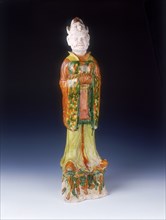 Sancai pottery figure of an official of Khotanese type, High Tang period, China, 684-756. Artist: Unknown