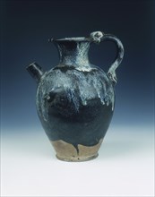 Black glazed ewer with blue phosphatic suffusions, Tang dynasty, China, 8th-9th century. Artist: Unknown