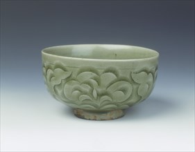 Yaozhou celadon bowl with carved peonies, Northern Song dynasty, China, 11th century. Artist: Unknown