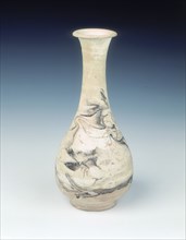 Cizhou pear-shaped vase of simulated marbleware, Northern Song dynasty, China, 11th century. Artist: Unknown