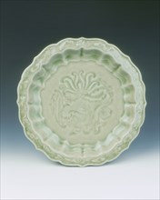 Yaozhou celadon saucer with moulded and carved floral decoration, Jin dynasty, China, 12th century. Artist: Unknown