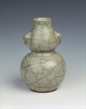 Guan-type celadon miniature double gourd vase, Yuan dynasty, China, 14th century. Artist: Unknown