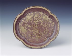 Aubergine glazed kinrande dish, Jiajing period, Ming dynasty, China, 1522-1566. Artist: Unknown