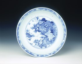 Blue and white dish, early Kangxi period, Qing dynasty, China, 1662-1677. Artist: Unknown