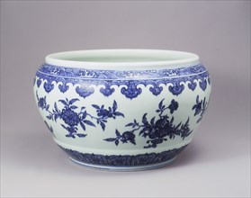 Blue and white fish bowl in Ming style, Yongzheng period, Qing dynasty, China, 1723-1735. Artist: Unknown