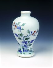 Doucai miniature meiping vase, Yongzheng period, Qing dynasty, China, 1723-1735. Artist: Unknown
