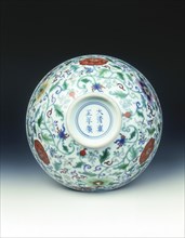 Doucai bowl with floral decoration, Yongzheng period, Qing dynasty, China, 1723-1735. Artist: Unknown
