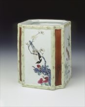Famille rose brushpot, Yongzheng period, Qing dynasty, China, 1723-1735. Artist: Unknown