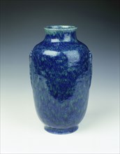 Vase with 'robin's egg' and green variant glaze, Qianlong period, Qing dynasty, China, 1736-1795. Artist: Unknown
