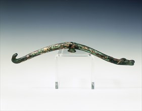Gilt bronze garment hook with turquoise inlays, Eastern Zhou dynasty, 4th century BC. Artist: Unknown