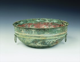 Bronze basin painted with cloud scrolls, Western Han dynasty, China, 2nd century BC. Artist: Unknown