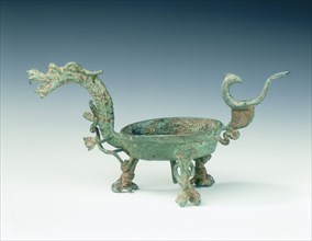 Yunnan bronze lamp in the shape of a dragon, Western Han dynasty, China, 2nd-1st century BC. Artist: Unknown
