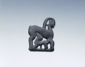Ordos bronze plaque of she-goat and suckling kid, Eastern Zhou dynasty, China, 4th century BC. Artist: Unknown