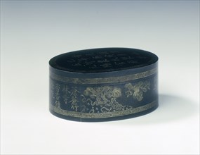 Dated Wu Tong ink box with silver inlays, Qing dynasty, China, 1881. Artist: Unknown