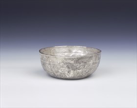 Silver bowl with animals, birds and dragon, High Tang period, China, 8th century. Artist: Unknown