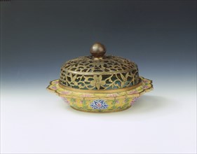 Beijing enamel incense stick holder, Qing dynasty, China, early-mid 18th century. Artist: Unknown