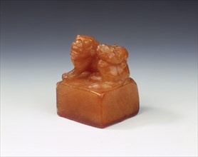 Tianhuang soapstone seal with Buddhist lion finial, Ming dynasty, probably 1st half of 17th century. Artist: Unknown