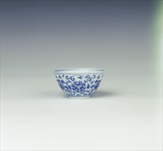 Blue and white wine cup, China, 1723-1735. Artist: Unknown