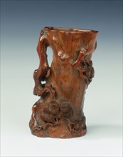 Bamboo brushpot in the shape of a pine tree, China, 1st half of the 17th century. Artist: Unknown