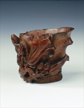 Carved bamboo cup in the form of a magnolia tree, China, c1662-c1722. Artist: Unknown