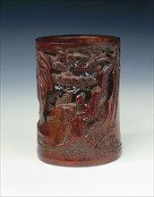 Carved bamboo brushpot, China, 1st half of the 18th century. Artist: Unknown