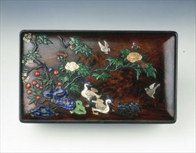 Inlaid zitan wood covered box, China, 2nd half of the 16th century. Artist: Unknown