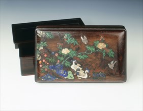 Inlaid zitan wood covered box, China, 2nd half of the 16th century. Artist: Unknown