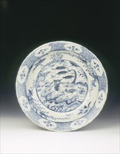 Blue and white Swatow dish, China, 2nd half of the 16th century. Artist: Unknown